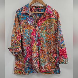 Lauren Ralph Lauren Pink Blue Button-Up Shirt Size 3X